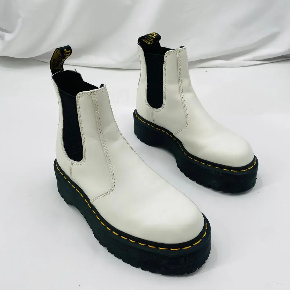 Dr. Martens white 2976 Smooth Leather Platform Chelsea Boots